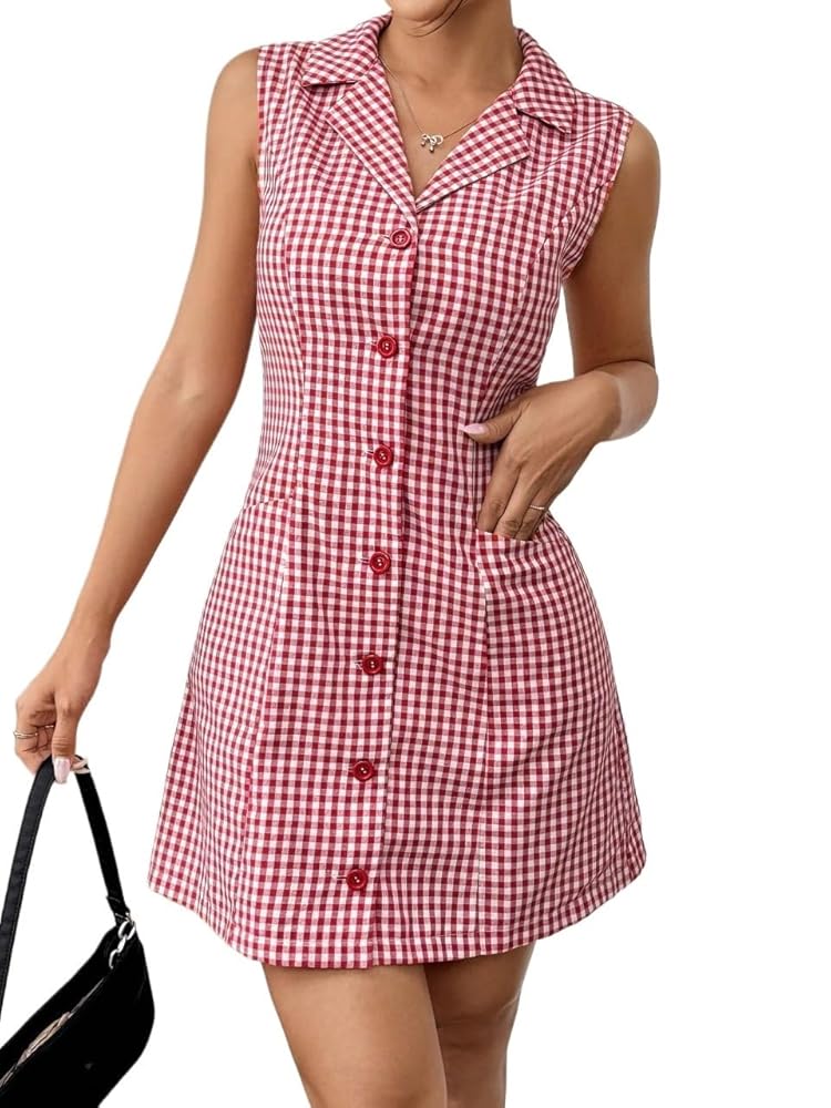Amazon.com: Womens Summer Elegant Short Dress Plaid Mini